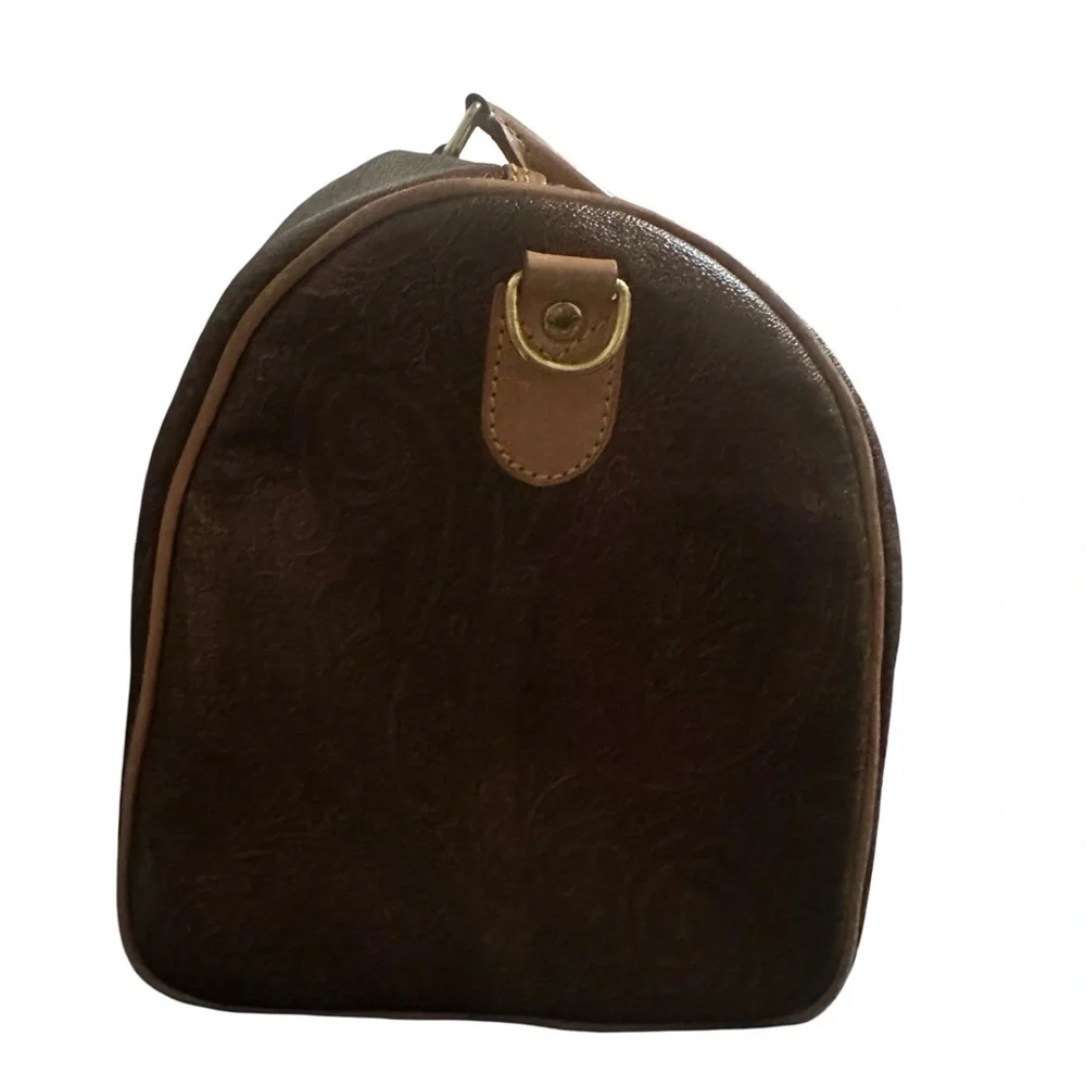 Etro Milano Luxury Large Paisley Burgundy Boston Duffle Travel Weekender Bag